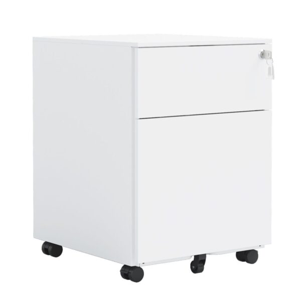 2 Drawer Mobile File Cabinet With Lock Steel File Cabinet For Legal / Letter / A4 / F4 Size / Home / Office Design - White