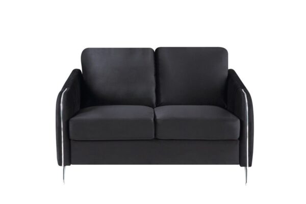Hathaway - Velvet Modern Chic Loveseat Couch - Black