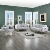 Easton - Linen Fabric Sofa, Loveseat, Chair Living Room With USB Charging Ports Pockets And Pillows (Set of 3) - Light Gray - Image 10