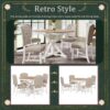 Functional Furniture Retro Style Dining Table Set With Extendable Table And 4 Upholstered Chairs For Dining Room And Living Room - Natural / Off White - Image 5