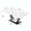 70.87" Modern Artificial Stone Crescent-Shaped Metal Legs, Can Accommodate 6-8 People - White / Black - Image 13