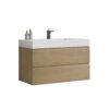 Alice - U042-Alice36-106 Bathroom Vanity With Black Sink, Large Storage Wall Mounted Floating Bathroom Vanity For Modern Bathroom, One-Piece Black Sink Basin Without Drain - Oak / White - Image 5