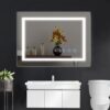 48X36" LED Bathroom Mirror, 3000-6000K Gradient Front And Backlit LED Mirror For Bathroom, 3 Colors Dimmable, Ip54 Enhanced Anti-Fog, Hanging Plates Wall Mount Lighted Mirror (Only Mirrors, Not Cabinets) - Silver - Image 5