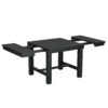 Topmax - 6 Piece Farmhouse Extendable Dining Table With Footrest, 4 Upholstered Dining Chairs And Dining Bench, Two 11" Removable Leaf - Black / Beige - Image 12