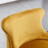Contemporary Velvet Upholstered Wing-Back Barstools With Button Tufted Decoration And Wooden Legs, And Chrome Nailhead Trim, Leisure Style Bar Chairs, Bar Stools (Set of 4) - Gold - Image 8