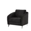Sofia - Velvet Fabric Sofa Loveseat Chair Living Room (Set of 3) - Black - Image 5