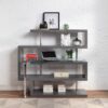 Buck II - Clear Glass, Chrome High Gloss Writing Desk With Shelf - Gray - Image 4