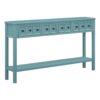 Rustic Entryway Console Table Long Sofa Table With Two Different Size Drawers And Bottom Shelf For Storage - Turquoise Green - Image 9