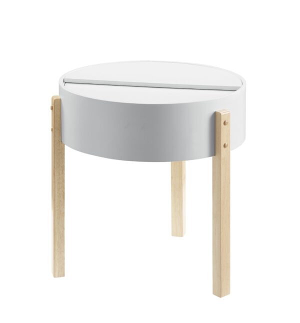 Bodfish - Round End Table - White / Natural