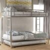 Twin Over Twin Bunk Bed With Trundle - Silver - Image 2