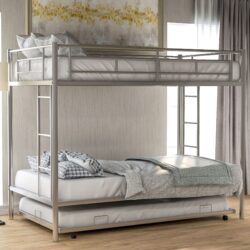 Twin Over Twin Bunk Bed With Trundle - Silver