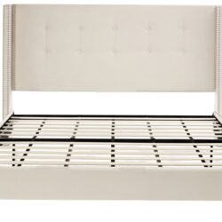 Peyton - King Bed Upholstered With High Headboard, Traditional Hand Buttoned Tufting - Ivory Velvet