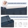 Storage Bench With 3 Shutter-Shaped Doors, Shoe Bench With Removable Cushion And Hidden Storage Space - Antique Navy - Image 8