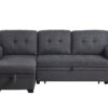 Lucca - Linen Reversible Sleeper Sectional Sofa With Storage Chaise - Dark Gray - Image 2