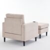 Beige Upholstered Armchair And Storage Ottoman Set, Comfortable Single Sofa With Cup Holders And Tufted Detailing, Ideal For Living Room Or Bedroom - Beige - Image 16