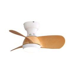 23" Mini Led Ceiling Fan With 3 Color Dimmable 3 ABS Blades Remote Control Dc Motor For Bedroom - White