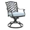Aluminum 5 Piece Round Dining Set With 4 Swivel Rockers - Light Blue - Image 5
