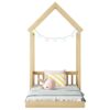 Twin House-Shaped Roof Headboard Floor Bed, (Without Slats) - Natural - Image 12