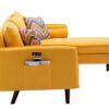 Mia - Sectional Sofa Chaise With USB Charger And Pillows - Yellow - Image 3