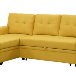 Lucca - Linen Reversible Sleeper Sectional Sofa With Storage Chaise - Yellow