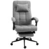 Vinsetto - Executive Linen-Feel Fabric Office Chair High Back Swivel Task Chair With Adjustable Height Upholstered Retractable Footrest, Headrest And Padded Armrest - Light Gray - Image 4