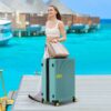 Contrast Color 3 Piece Luggage Set Hardside Spinner Suitcase With Tsa Lock 20" 24' 28" Available - Teal Blue - Image 7