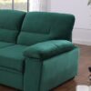 Kipling - Velvet Fabric Reversible Sleeper Sectional Sofa Chaise - Green - Image 7