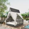 Outdoor Daybed Patio Lounge Bed With Adjustable Backrest Double Sun Lounger With Curtains, 4 Pillows For Garden Patio Poolside Balcony Beach - Beige - Image 8