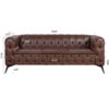 84.06" Width Traditional Square Arm Removable Cushion 3 Seater Sofa - Dark Brown - Image 13