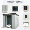 6Ft X 5Ft Outdoor Metal Storage Shed With Window And Transparent Plate For Garden, Lawn - White / Black - Image 6