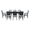 Topmax - Rustic Extendable Dining Table Set With Removable Leaf, 6 Upholstered Armless Dining Chairs And 2 Padded Arm Chairs, 9 Pieces - Black - Image 9