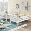 Twin Over Twin Stairway Bunk Bed With Storage And Guard Rail For Bedroom - White - Image 11
