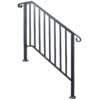 Handrails For Outdoor Steps, Fit 3 Or 4 Steps Outdoor Stair Railing, Picket#3 Wrought Iron Handrail, Flexible Porch Railing, Transitional Handrails For Concrete Steps Or Wooden Stairs - Black - Image 13