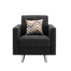 Victoria - Linen Fabric Armchair With Metal Legs, Side Pockets, And Pillow - Dark Gray - Image 2