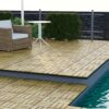 30 Piece Interlocking Deck Tiles Checker Pattern, Square Acacia Hardwood Outdoor Flooring For Patio, Bancony, Pool Side - Yellow - Image 15
