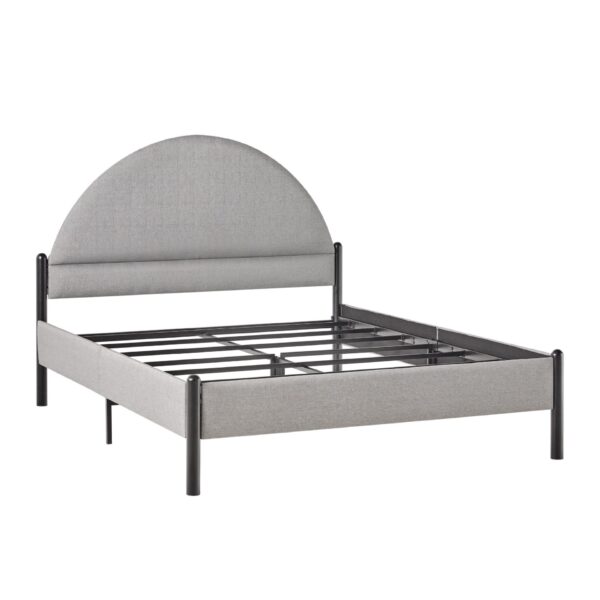 Queen Bed Frame Modern Upholstered Curved Headboard - Gray