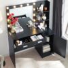 Vanity Desk With Mirror And Lights, 46.4In Dressing Table With 2 Large Drawer & Large Vertical Organizer, 3 Level Dresser & 3 Lighting Modes Adjustable Brightness, Suitable For Bedroom - Black - Image 4