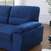 Kipling - Velvet Fabric Reversible Sleeper Sectional Sofa Chaise - Blue - Image 7