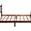 Queen Pine Wooden Bed With Upholstered Headboard And Panel Footboard, With Two Bed Rail Support Feet And Central Platform Support Feet, Classic - Cherry - Image 14