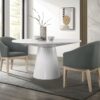 Jasper - 3 Piece Round Dining Table Set With Gray Barrel Chairs (Set of 3) - White - Image 9