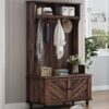 Hall Tree With 4 Hooks, Coat Hanger, Entryway Bench, Storage Bench, 3 In 1 Design, For Entrance, Hallway - Brown - Image 3