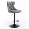 Swivel Velvet Barstools Adjusatble Seat Height , Modern Upholstered Bar Stools With Backs Comfortable Tufted For Home Pub And Kitchen Island (Set of 2) - Gray - Image 5