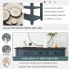 Retro Design Console Table With Two Open Shelves, Pine Frame And Legs For Living Room - Navy - Image 5