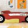 Twin Size Race Car-Shaped Platform Bed With Wheels - Red - Image 16