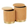 Marla - Contemporary Nesting Pleated Ottoman Set - Gold / Orange - Image 4