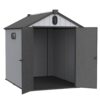 Modern Resin Plastic Storage Shed 6X8Ft For Backyard Garden Tool Storage - Black / Gray - Image 13