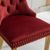 Nikki - Modern, High-End Tufted Solid Wood Contemporary Velvet Upholstered Dining Chair With Golden Stainless Steel Plating Legs, Nailhead Trim (Set of 2) - Burgundy - Image 11