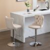 Swivel Velvet Barstools Adjusatble Seat Height From 25-33", Modern Upholstered Chrome Base Bar Stools With Backs Comfortable Tufted For Home Pub And Kitchen Island (Set of 2) - Beige - Image 18