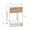 15.75" Rattan End Table With Drawer, Modern Nightstand, Side Table For Living Room, Bedroom - White - Image 3