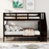 Full Over Full Stairway Bunk Bed With Storage And Guard Rail For Bedroom - Espresso - Image 9